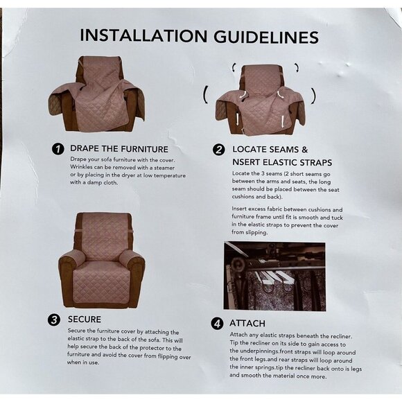 PureFit Reversible Recliner Sofa Cover Water Resistant Slipcover easy to clean(3 - Picture 6 of 7